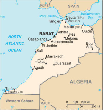 zemljevid Maroko