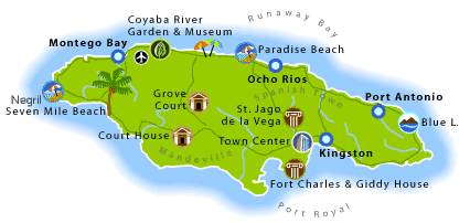 zemljevid potovanja - Jamajka