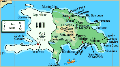 zemljevid Dominikanska Republika