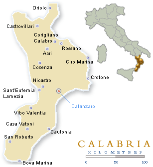 zemljevid Kalabrija - Tyrrhenisches Meer & Kuste