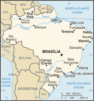 zemljevid Brazilija