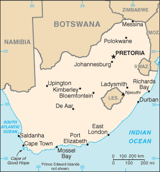 zemljevid Republika Južna Afrika