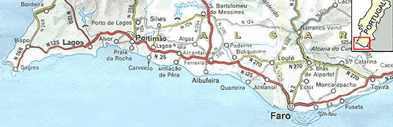 zemljevid Algarve
