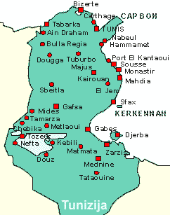 zemljevid Tunizija