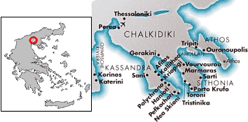 zemljevid Halkidiki