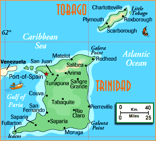 zemljevid Trinidad + Tobago